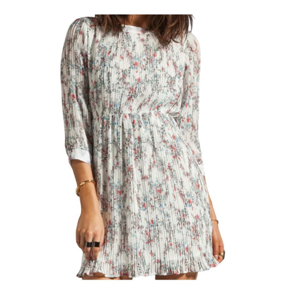 Anine Bing Dress Womens Small Floral Pleated Mini Sheer Boho Romantic Spring - Picture 1 of 8